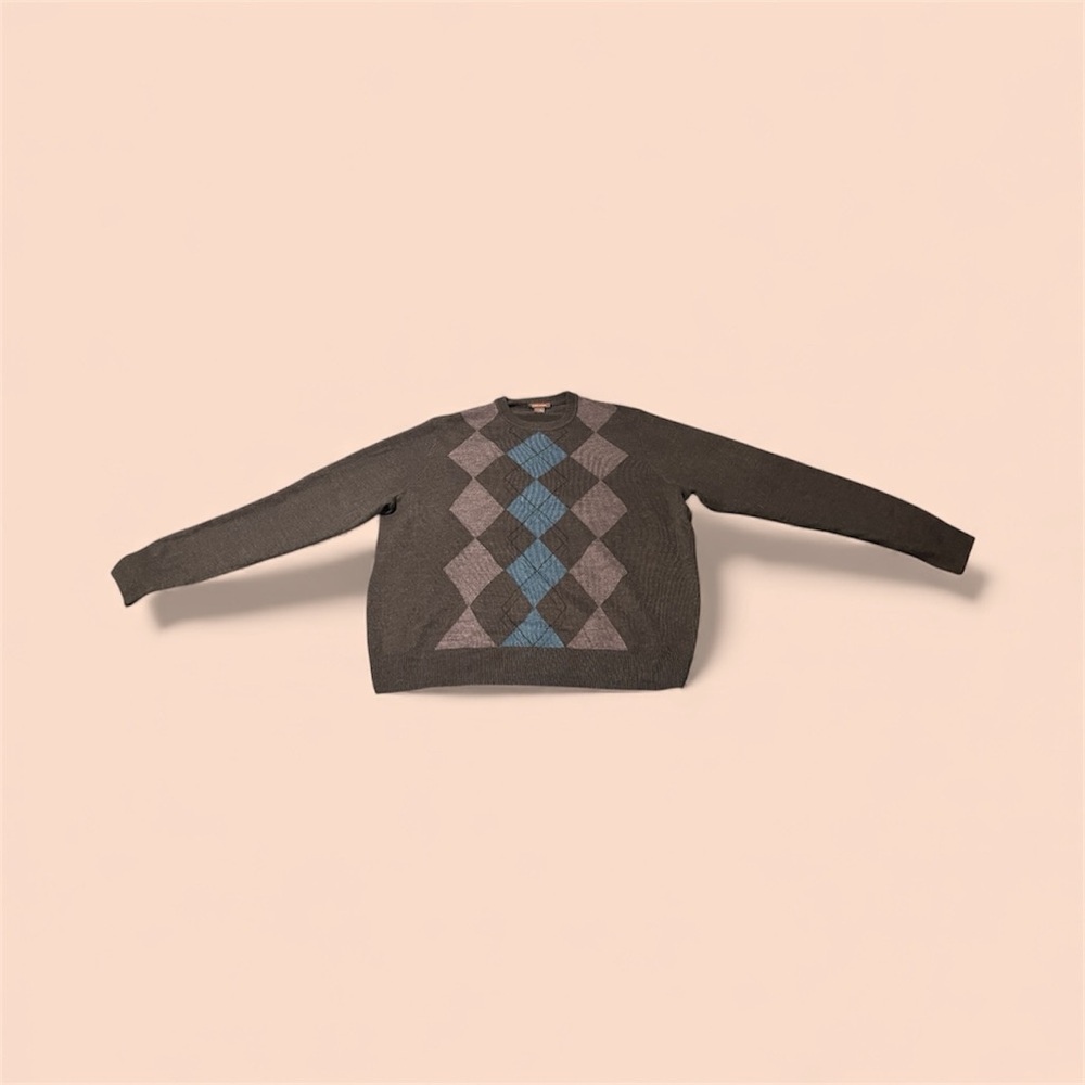 Dockers Men's Argyle Sweater - Gray and Blue